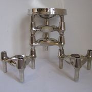 Set de bougeoirs modulaires Bmf édition argent conçus par Fritz Nagel & Ceasar Stoffi