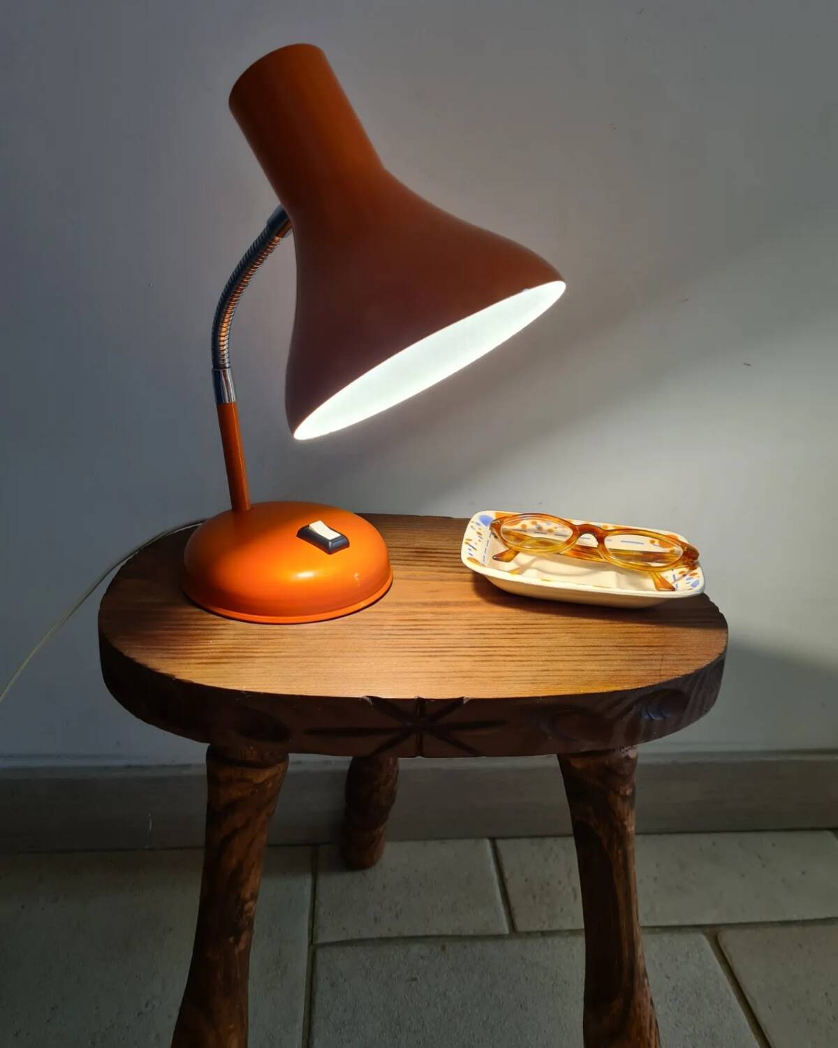 Orange desk or bedside lamp from the 50s