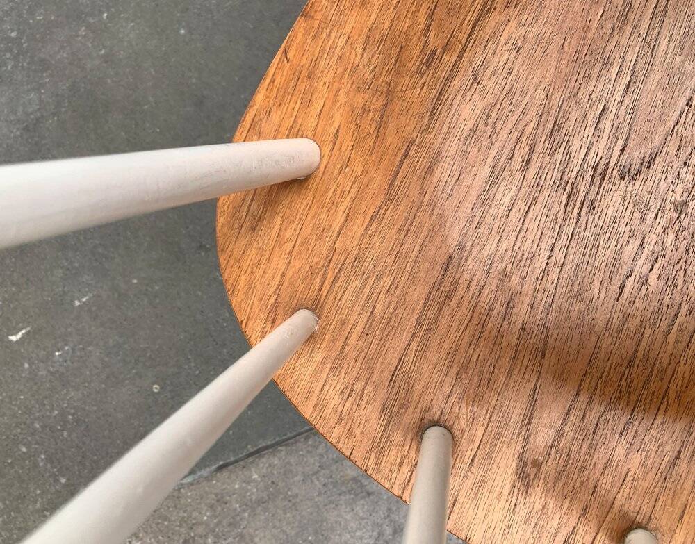 Teak mid-century table and Fanett chairs by Ilmari Tapiovaara for Asko, set of 5.