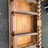 Desk with tiered secret drawer in solid oak Louis XIII