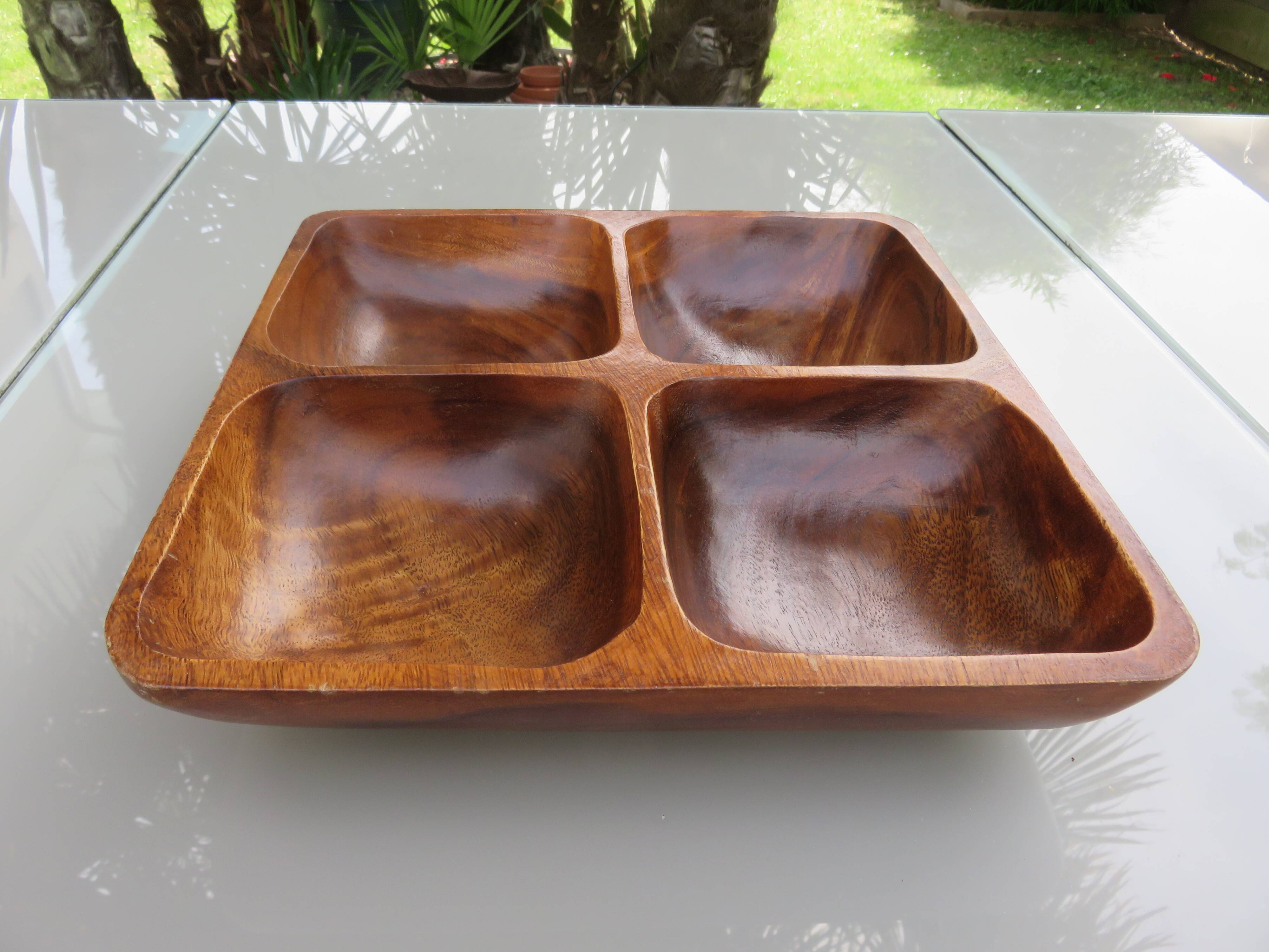 Scandinavian teak compartmentalized dish from the 60s and 70s