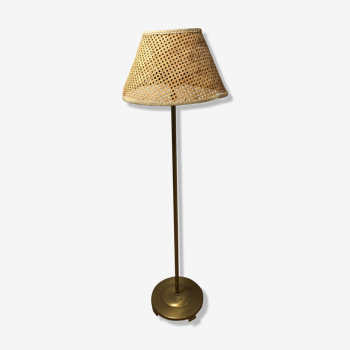 Brass floor lamp and cannage