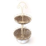 Rattan and tinplate display