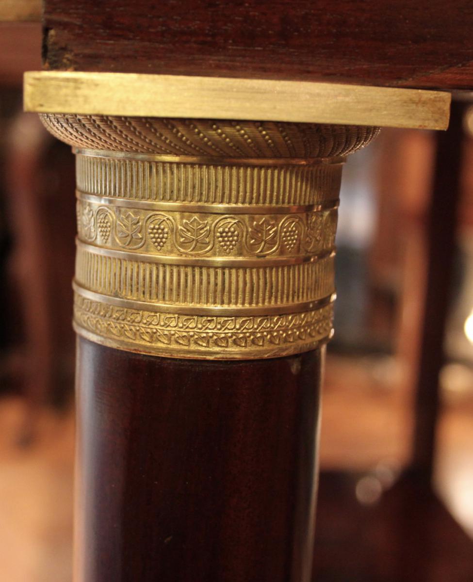 Console empire mahogany and marble tray