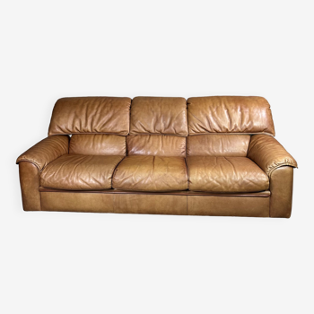 Vintage 3-seater sofa 80s leather Roche Bobois