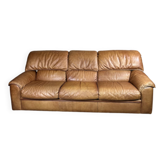 Vintage 3-seater sofa 80s leather Roche Bobois