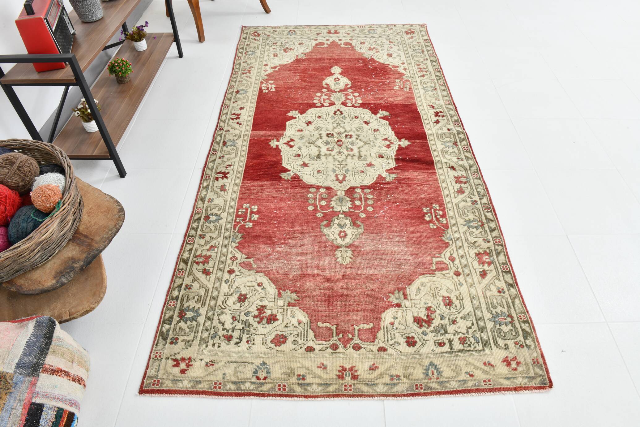 Red & Beige Oriental Vintage Rug 130x257Cm SK 22857