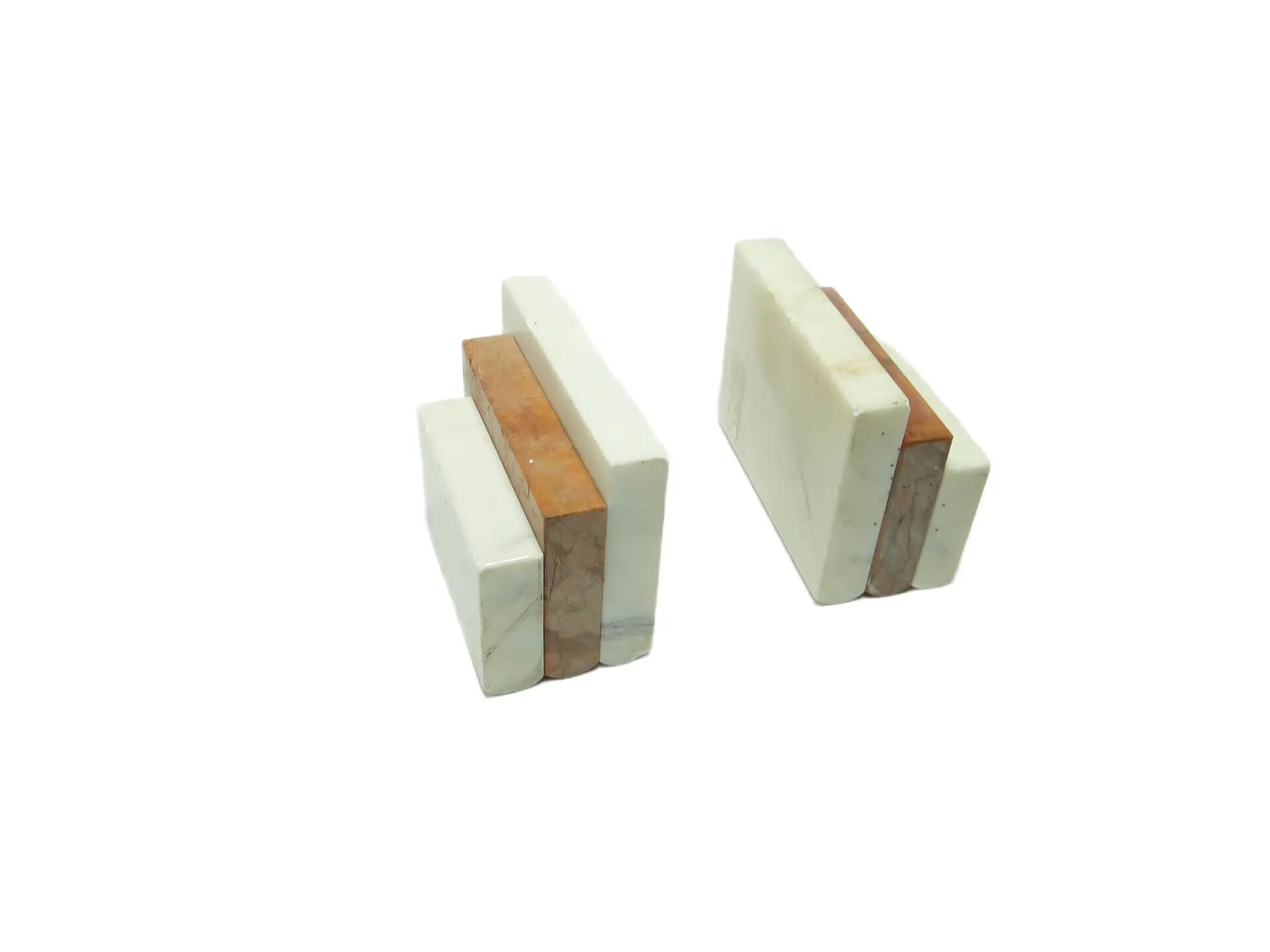 Pair of bookends, Art Deco, ivory white marble, Germany, 1930s.