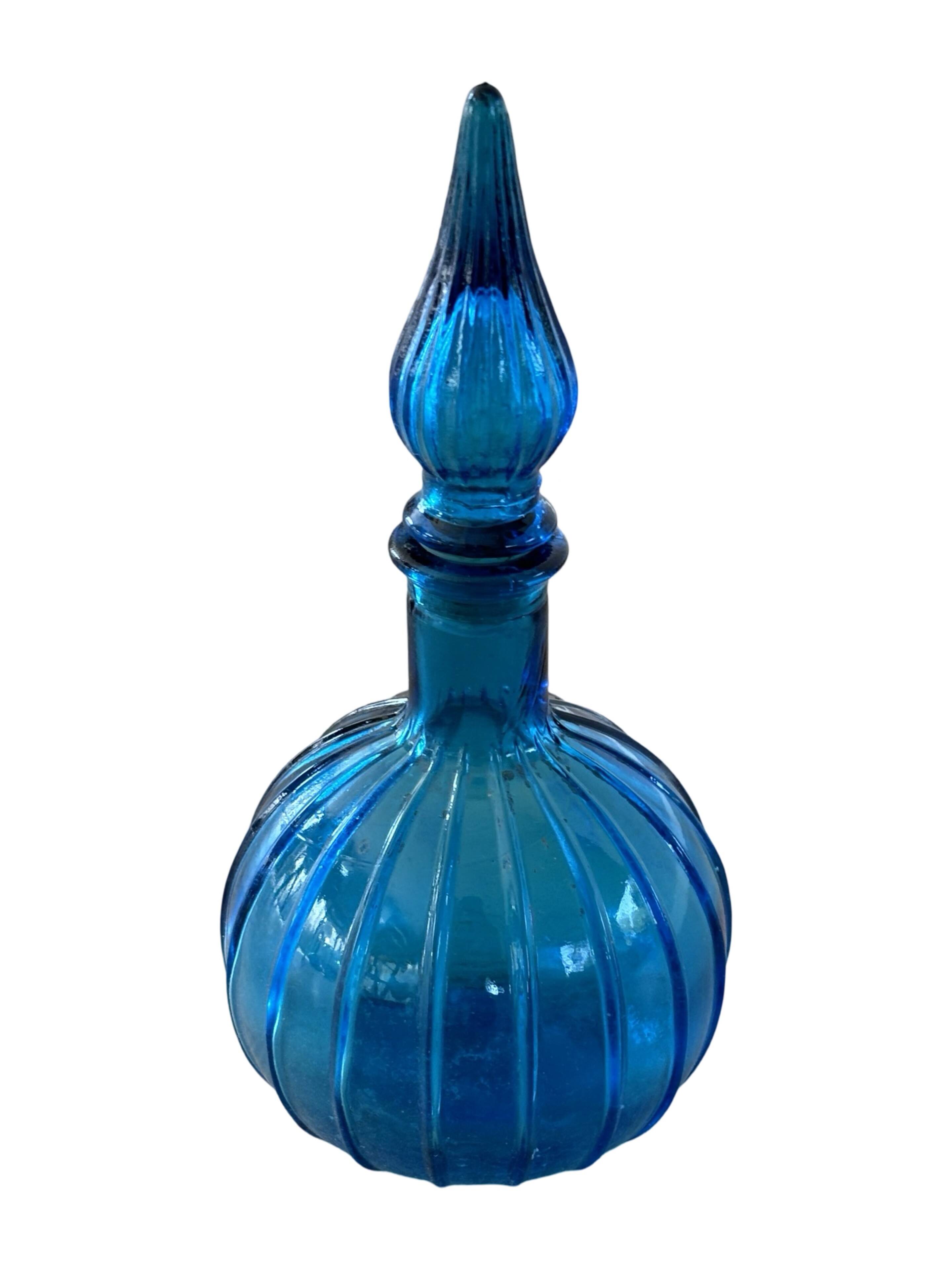 Vintage Empoli Glass Decanter with Stopper, Italy, 1960s