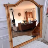 Rattan & bamboo mirror 50s