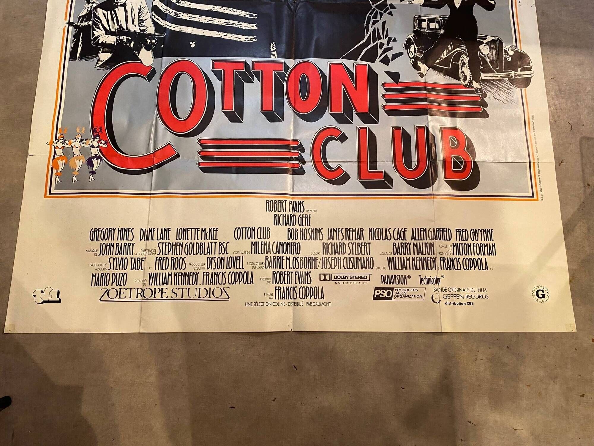 Authentic cotton club cinema poster francis coppola with richard gere