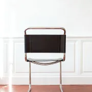 Vintage cantilever chair S33 after Mart Stam, black leather and steel.