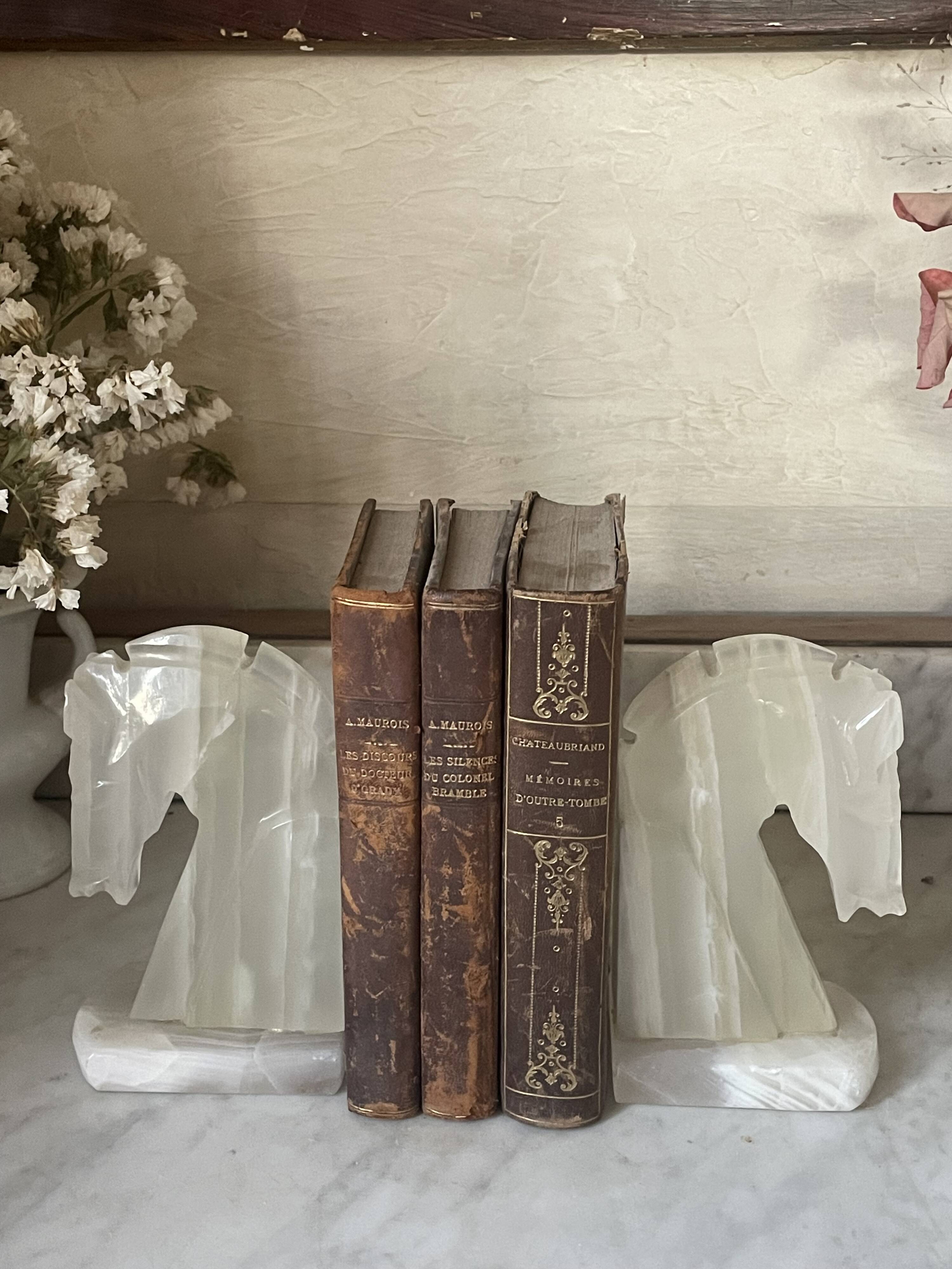 Pair of onyx horse head bookends