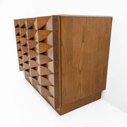 Carved Oak Italian Sideboard with Travertine Top