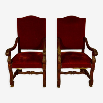 Two armchairs Louis XIV style, trim to restore