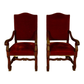 Two armchairs Louis XIV style, trim to restore