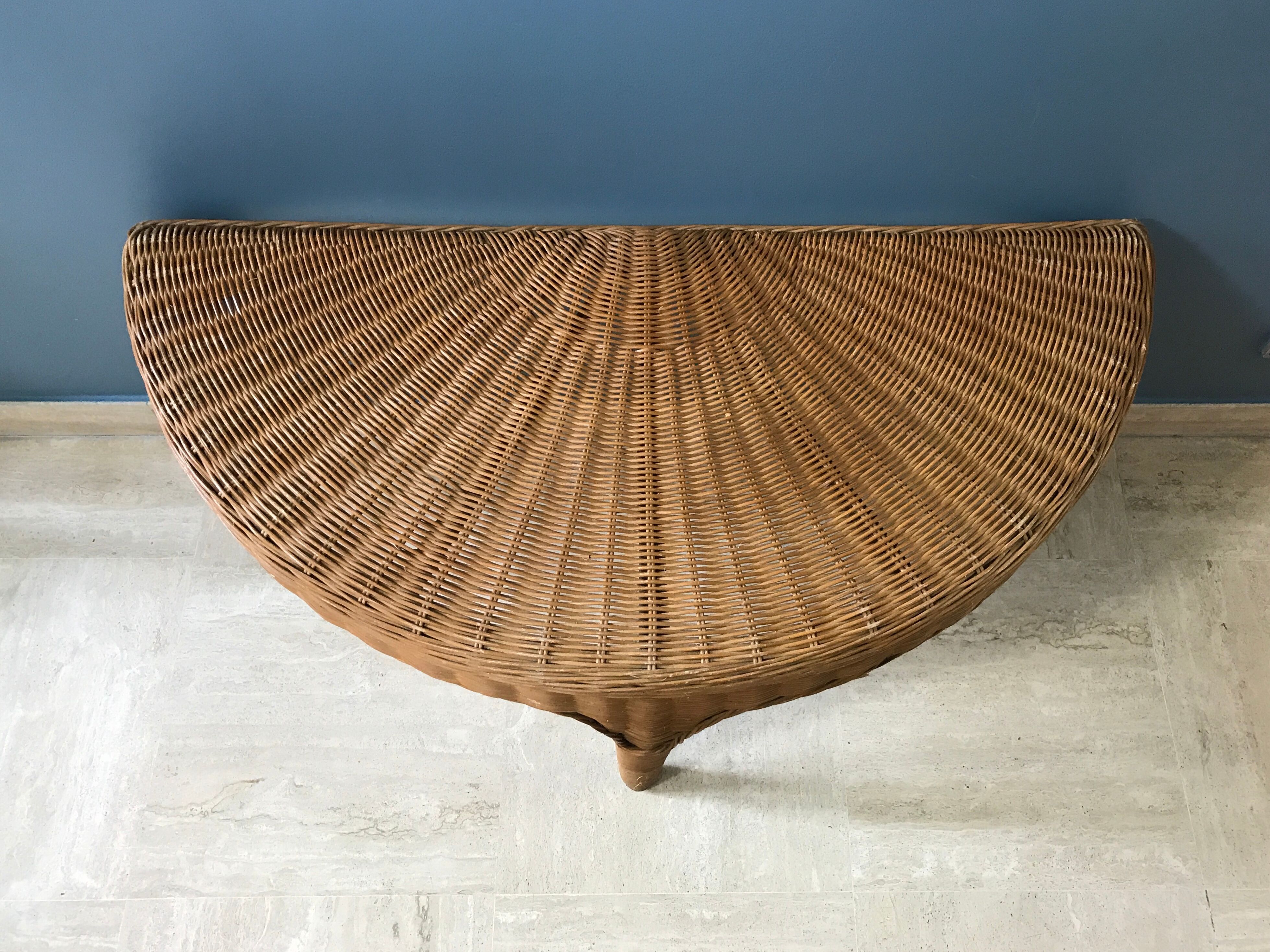 Low table in wicker rattan and bamboo