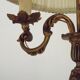 Bronze French Antique Art Nouveau 3-Light Candelabra Lamp Pleated Shade