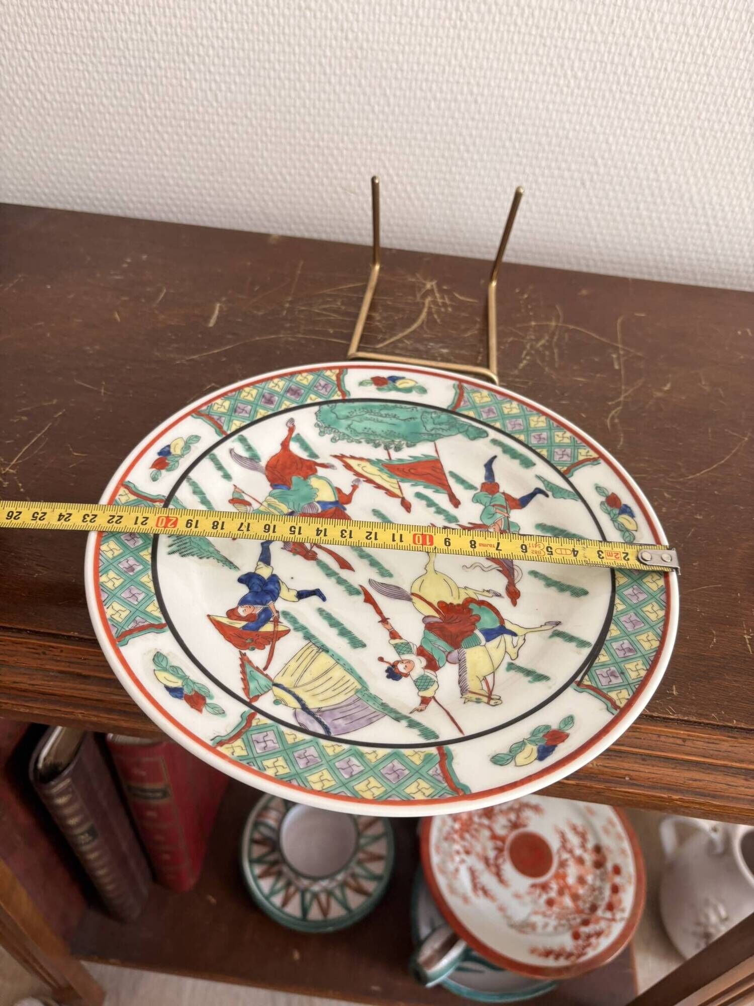 Ancient Plate War Cavalry Wucai Famille Verte Ming Qing Kangxi China