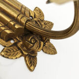 Ancient bronze and opalescent glass sconce