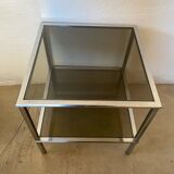 Square coffee table, chrome and smoked glass, 1970s