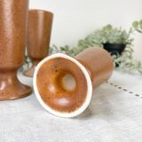 6 Vintage Mazagrans in speckled stoneware Sarreguemines France from the 1950s