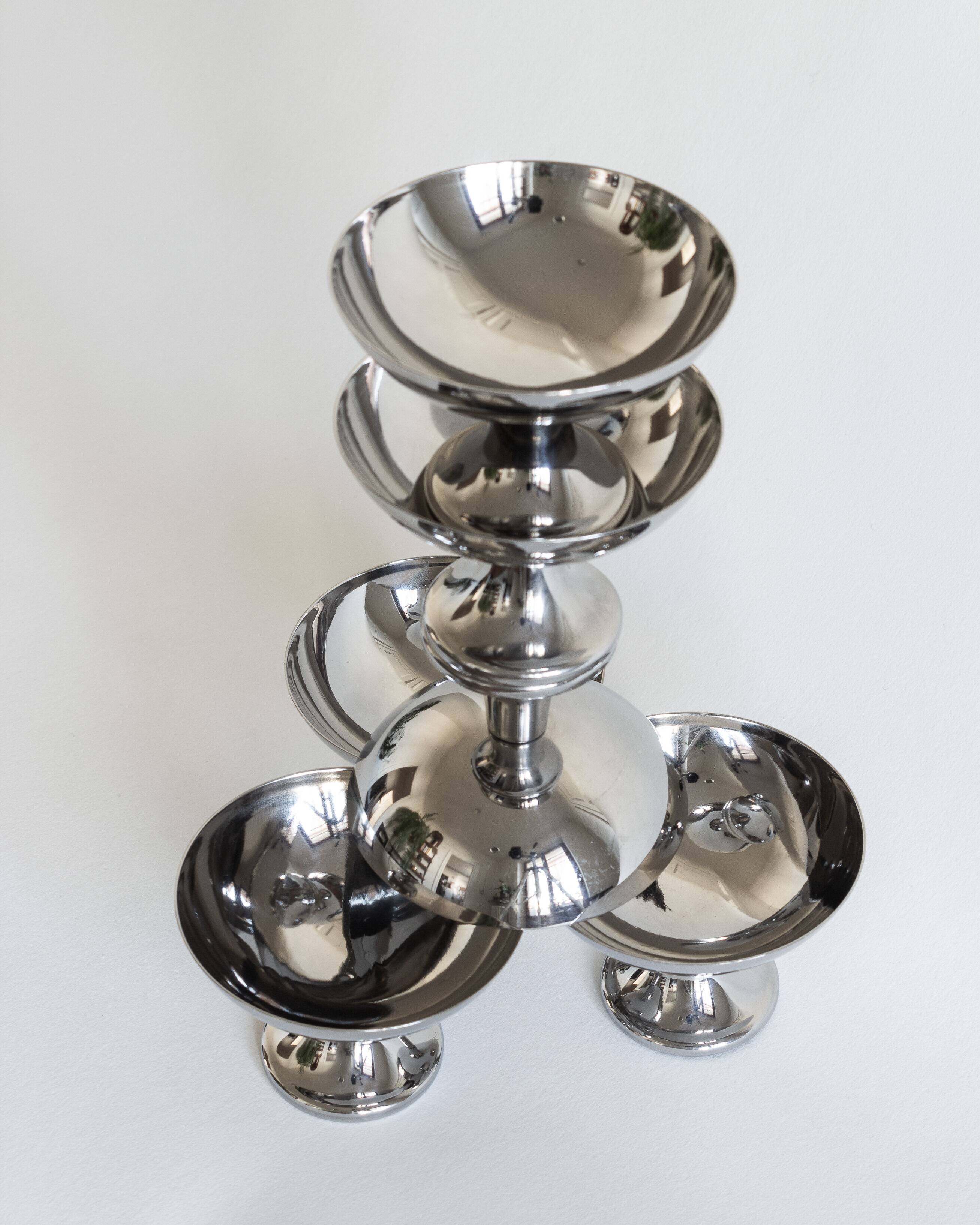 Set of six ice cream cups, Alfra Alessi, Italy, 1950s/70s