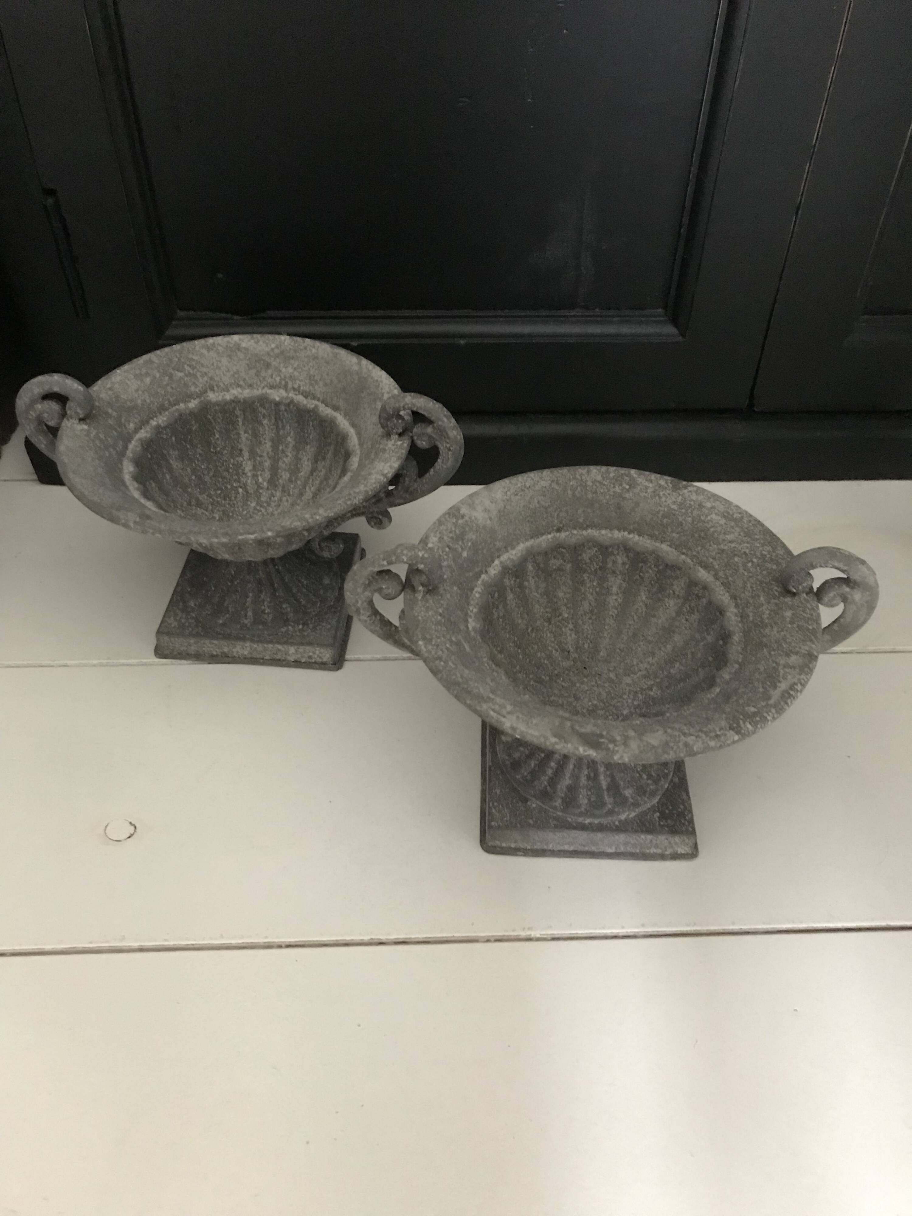 Small pair of zinc pots.