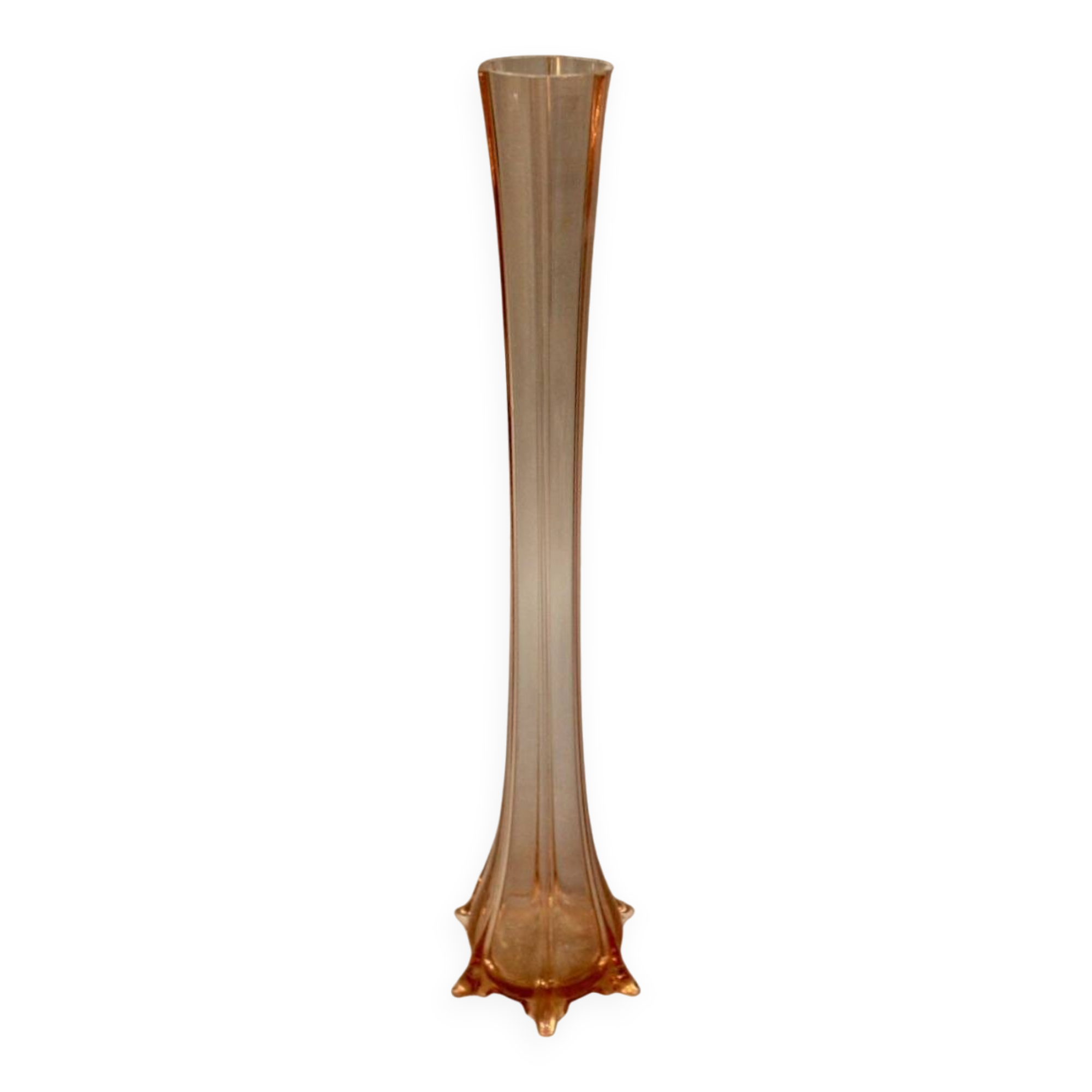 Vintage soliflore in pink glass with star-shaped base.