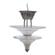 Art Deco chandelier in bronze and silvered brass double sink in opalescent glass