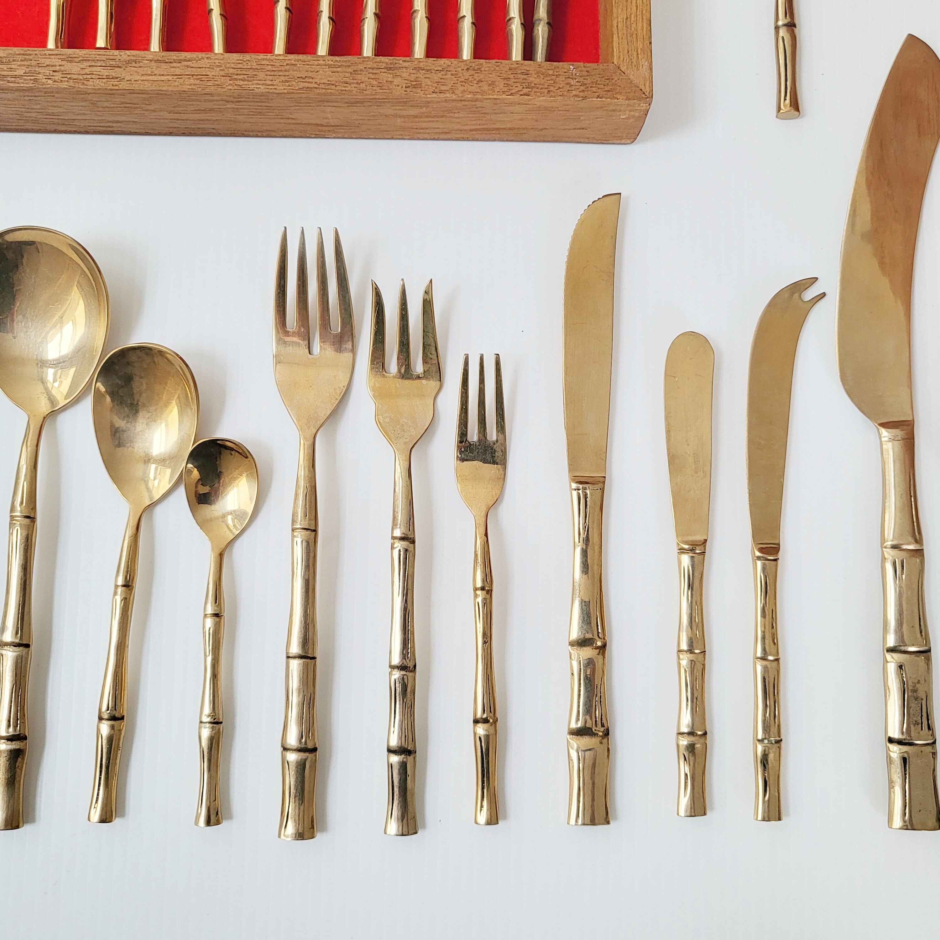 Cutlery set imitation bamboo 144 pieces vintage 1950