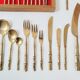 Cutlery set imitation bamboo 144 pieces vintage 1950