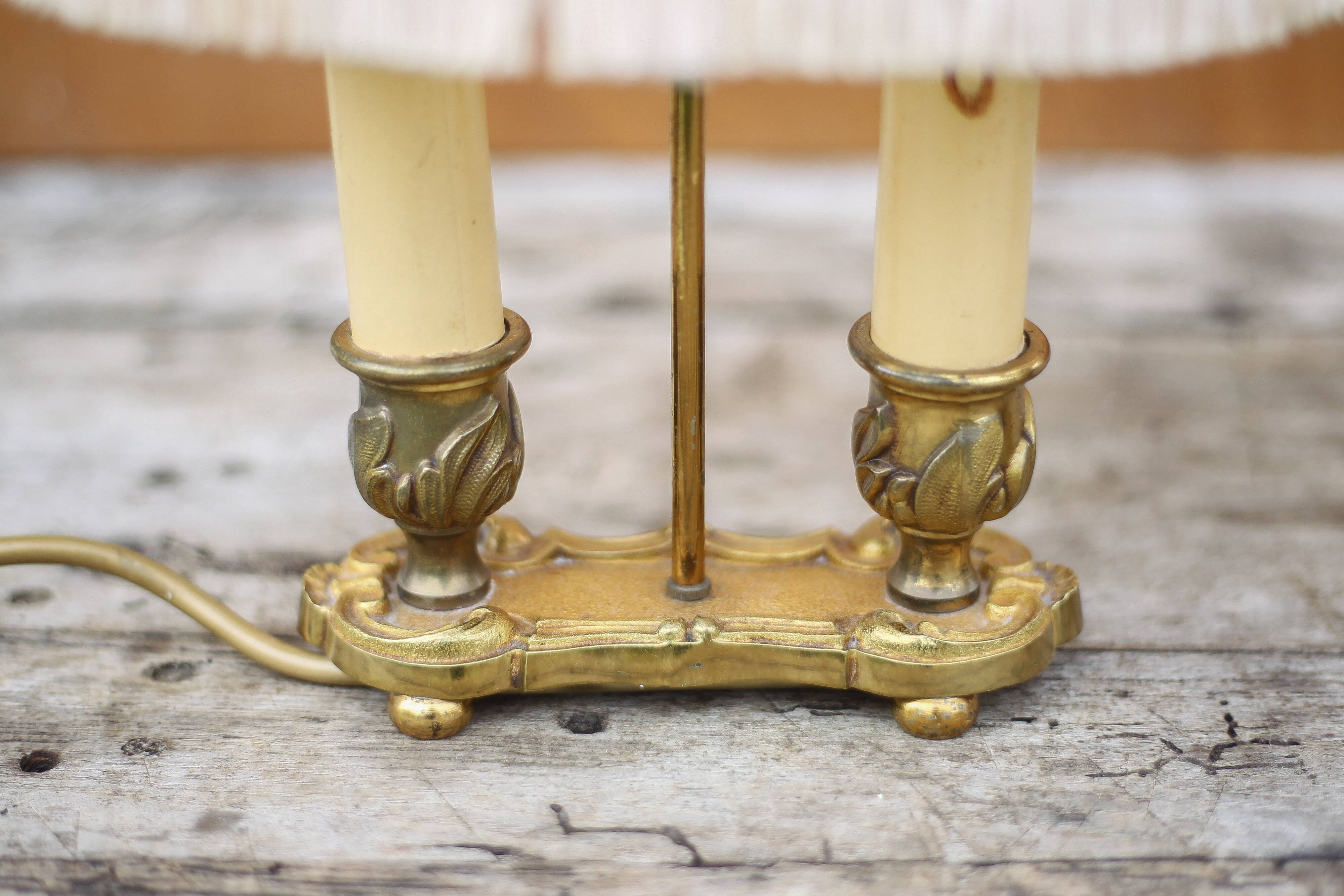 Pair of Bouillotte lamps Lucien Gau Paris, bronze lamp, bedside lamp