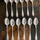 12 silver metal spoons monogram engraved J