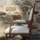 Fauteuil XIXème en bois retapissé en chanvre
