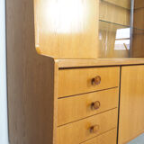 Vintage German Oak Buffet With Showcase, 1960's
