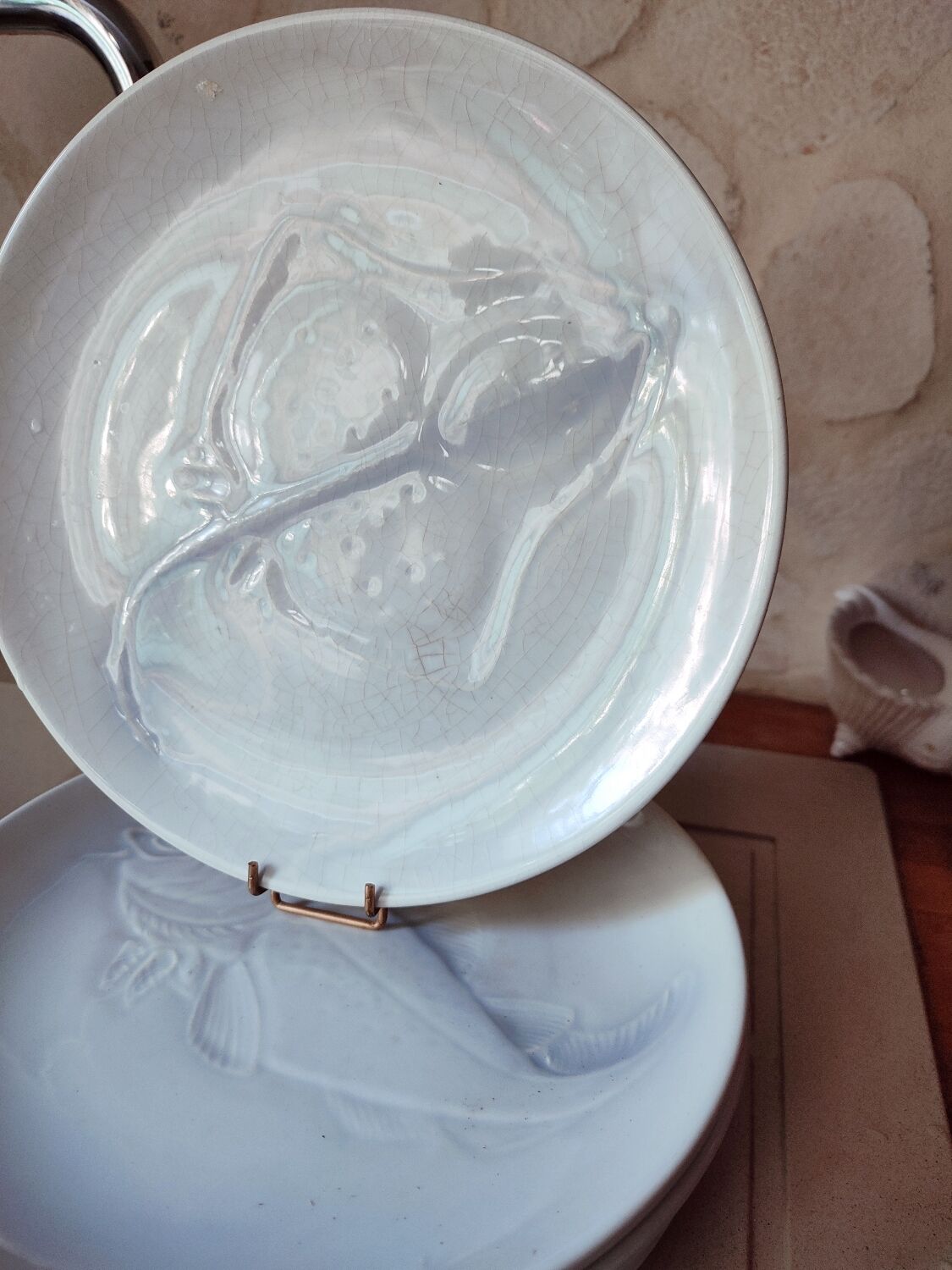 6 Saint Amand earthenware plates with fish