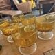 Set of 6 vintage amber ice cream/champagne glasses - 1970s