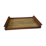 Art Deco mahogany top over glass