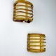Pair of mid-century rattan wall sconces, 1960s, Italy