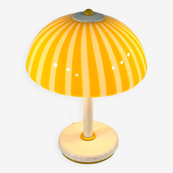 Lampe de table à rayures jaune en verre de murano par dv, 1970