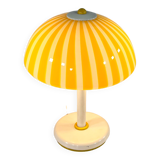 Lampe de table à rayures jaune en verre de murano par dv, 1970