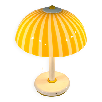 Lampe de table à rayures jaune en verre de murano par dv, 1970