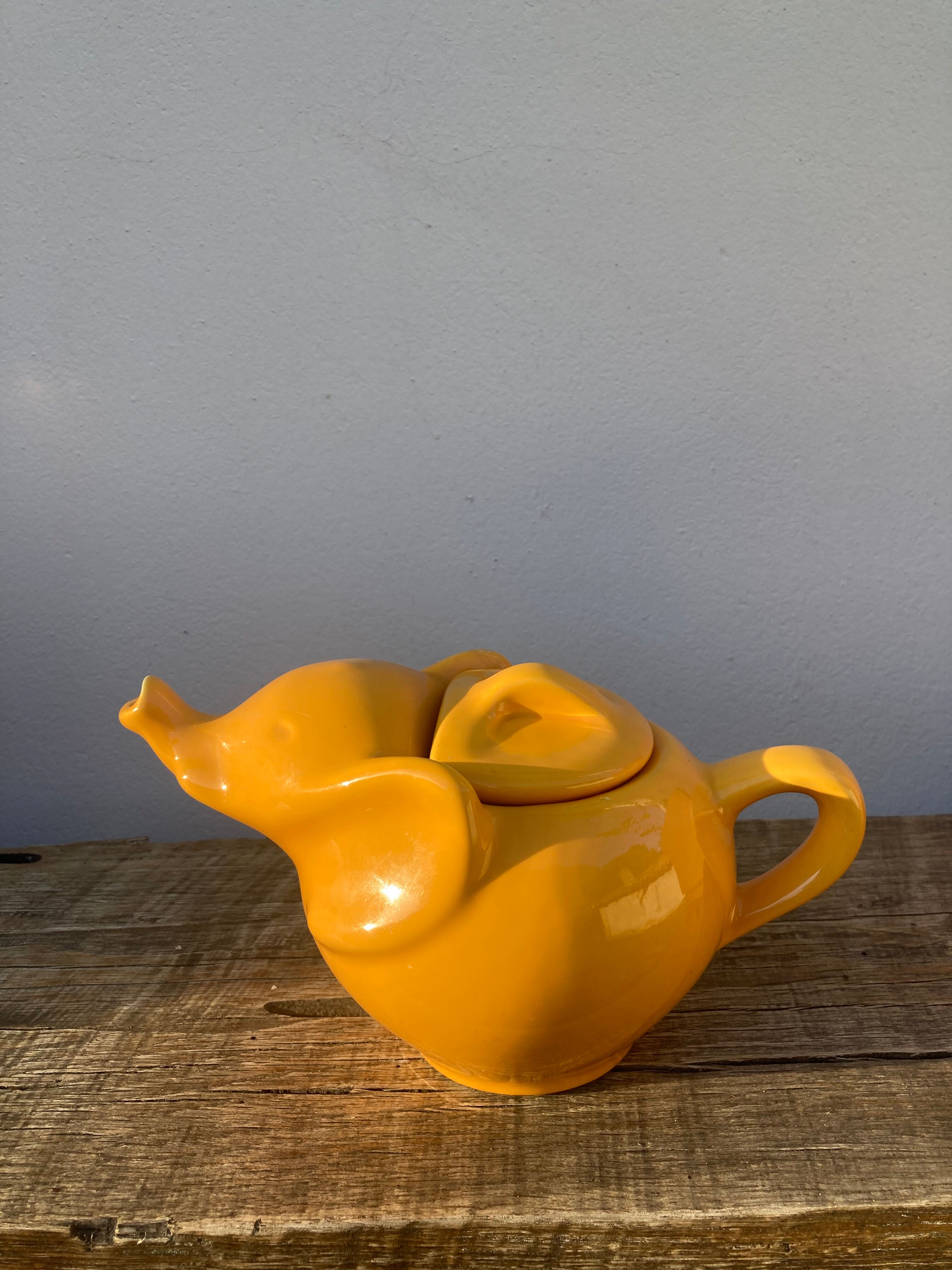 Yellow ceramic elephant teapot