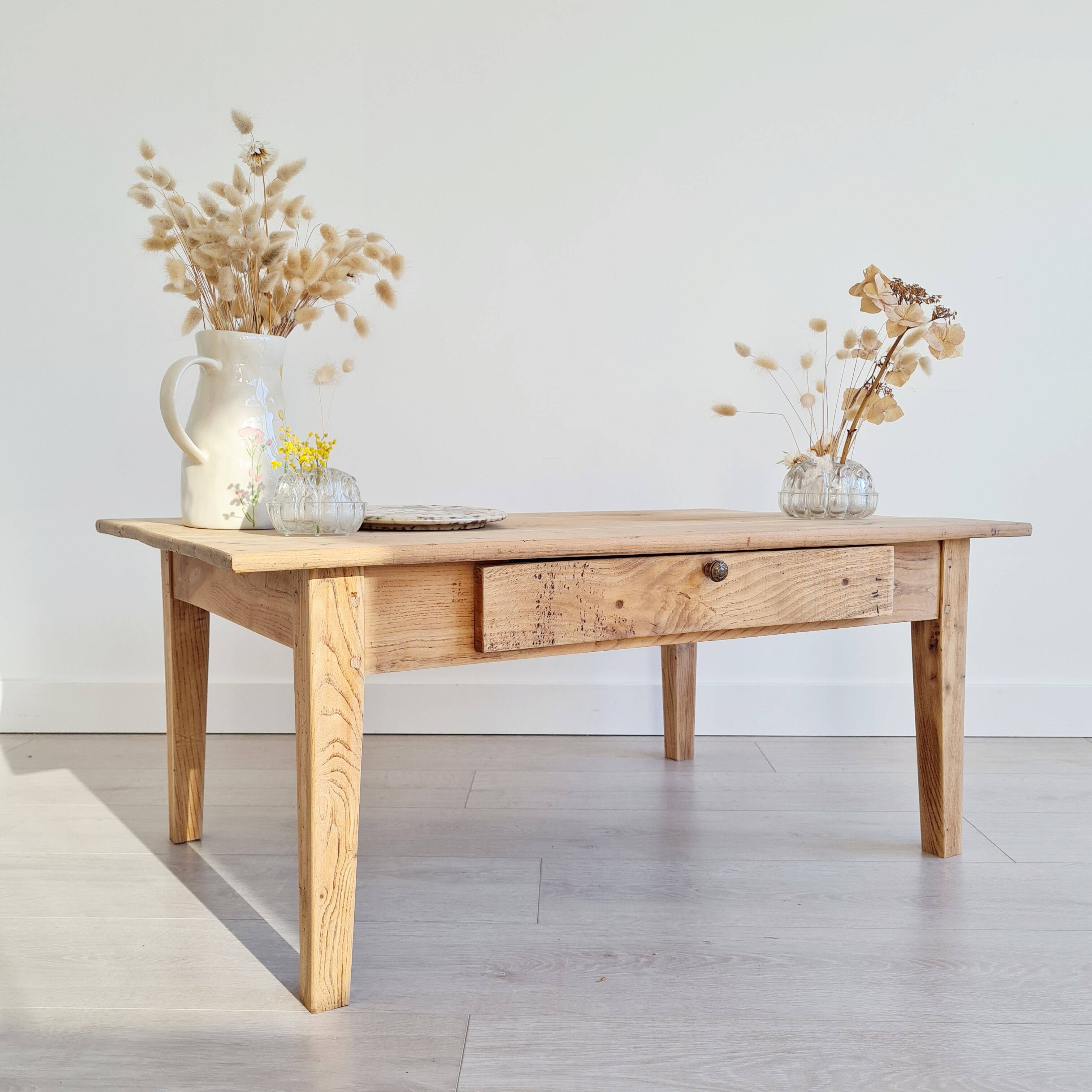 Table de ferme basse bois brut