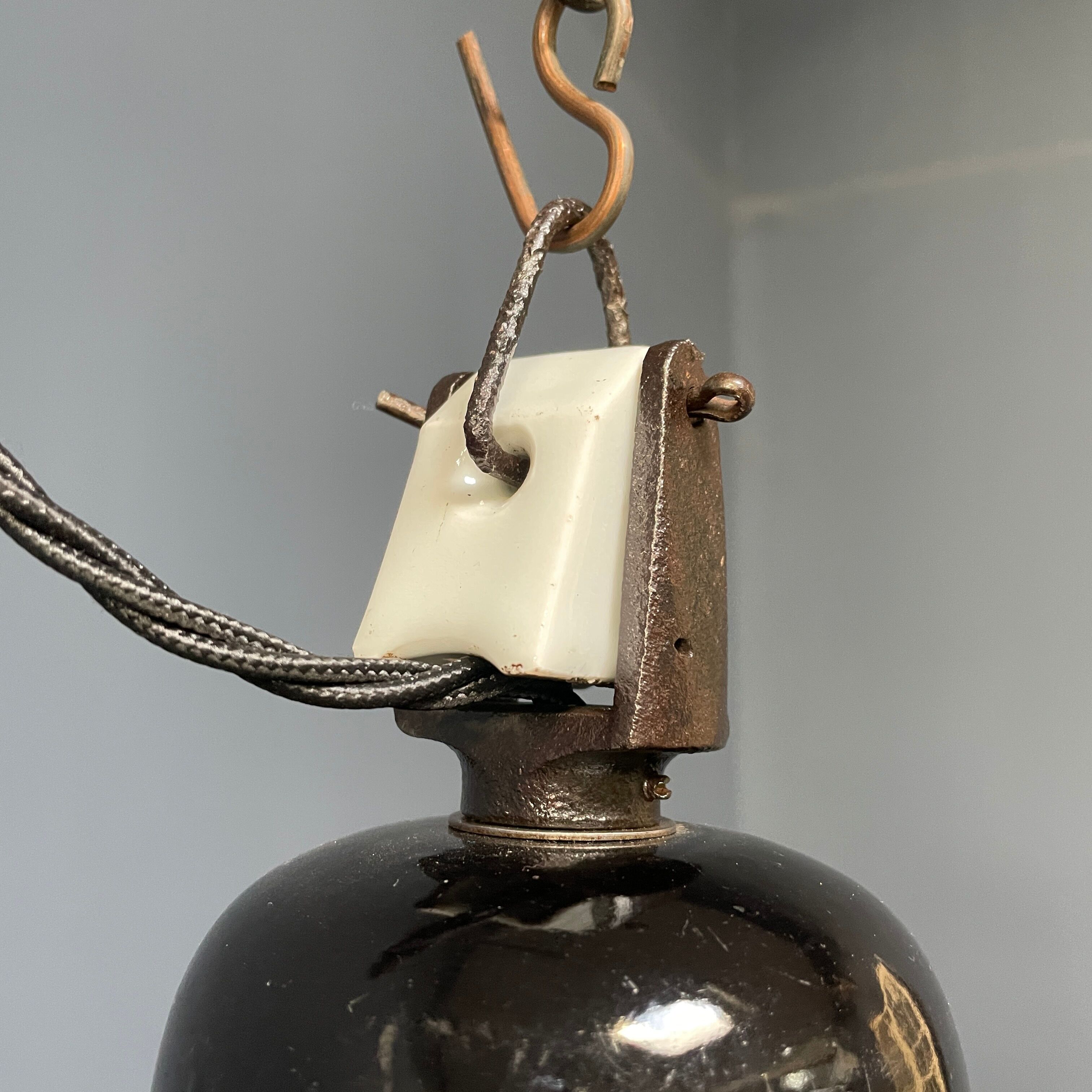 Black enamel Bauhaus factory lamp from Industria Rotterdam