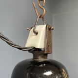 Black enamel Bauhaus factory lamp from Industria Rotterdam