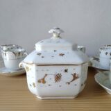 Coffee cups and sugar bowl, Old Paris Empire porcelain, Vve BARES