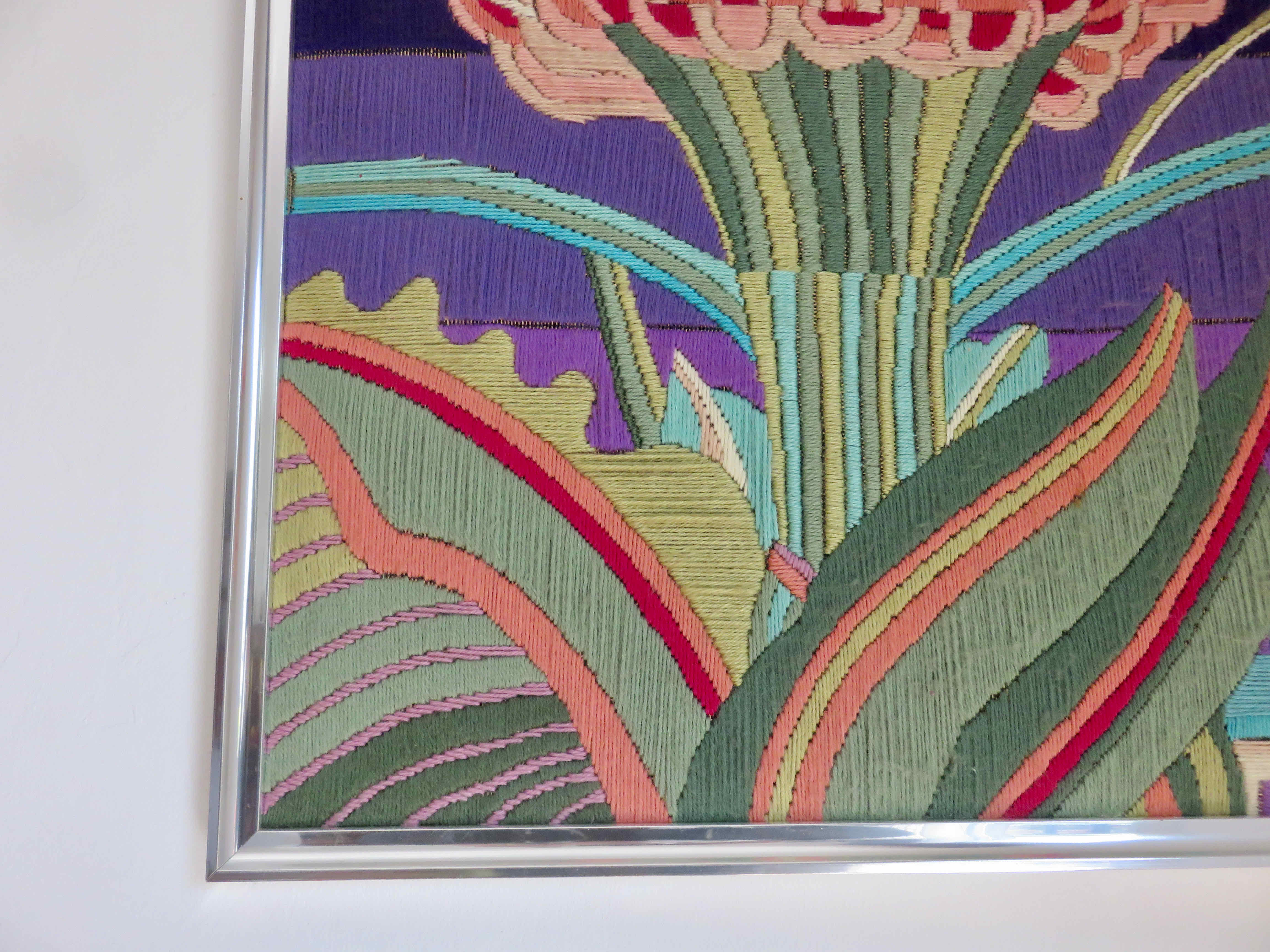 "Futuristic" wool tapestry, framed 70s