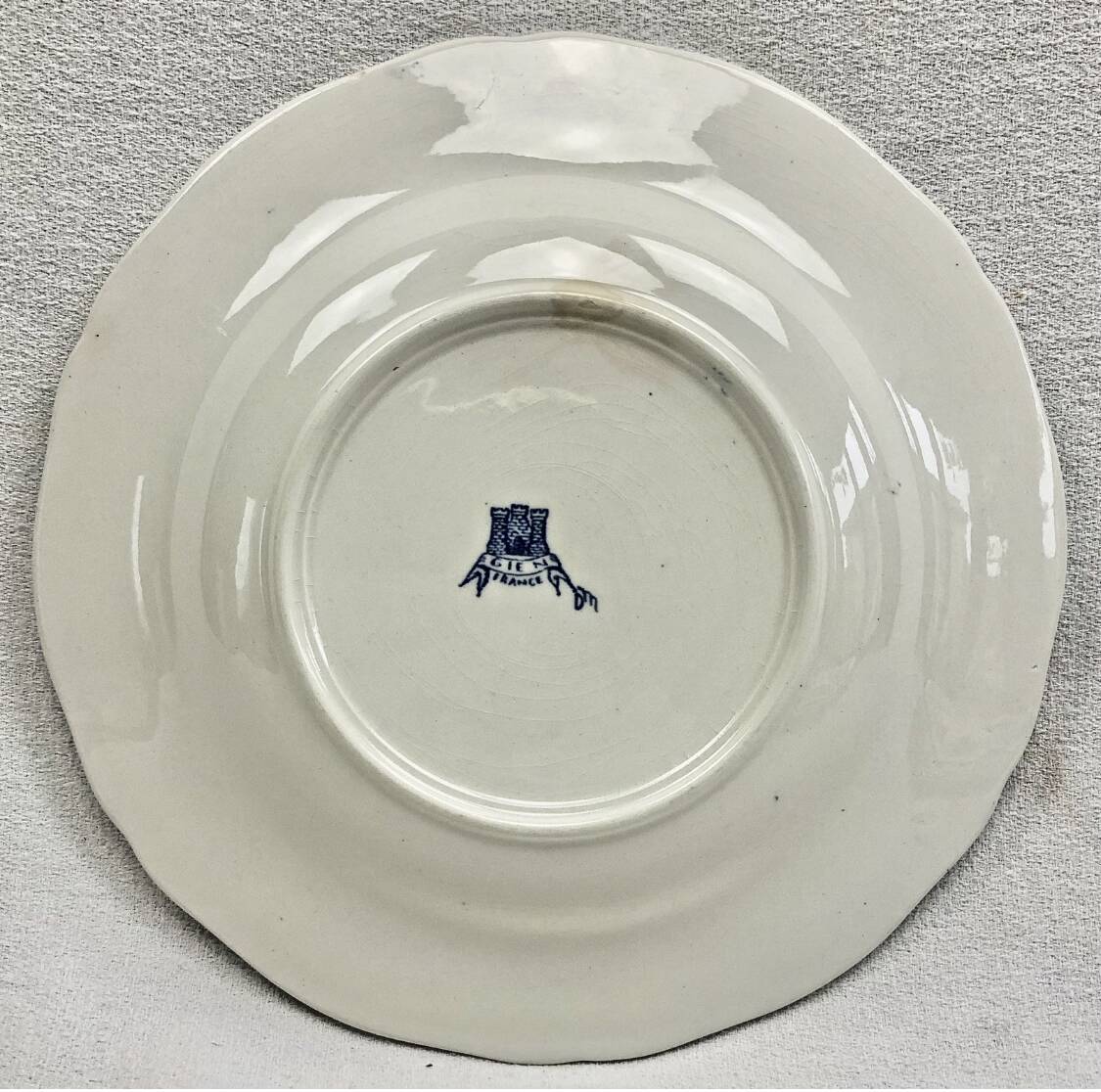 3 deep plates Gien peonies and rooster 1938/1960